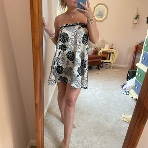 Notations Black and Cream Floral Skirt